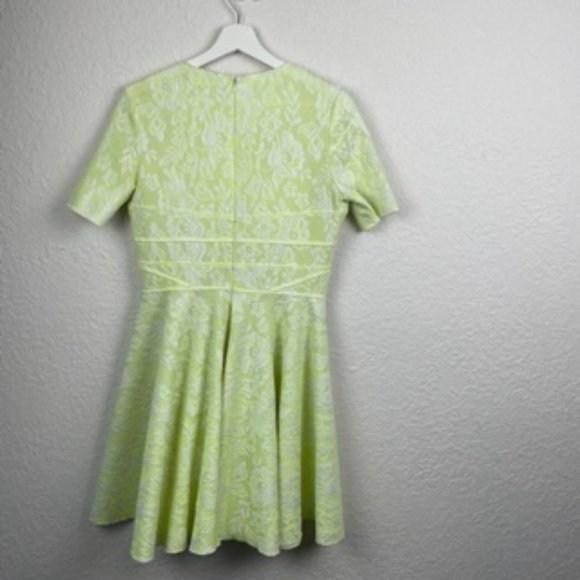 Dolce Vita Womens L Neon and Lace Floral Dress Back Zip Rare Lined Spring Summer - Picture 3 of 8